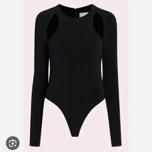 Cinq A Sept Black Loda Long Sleeves Cut-Out Bodysuit Medium NWT
